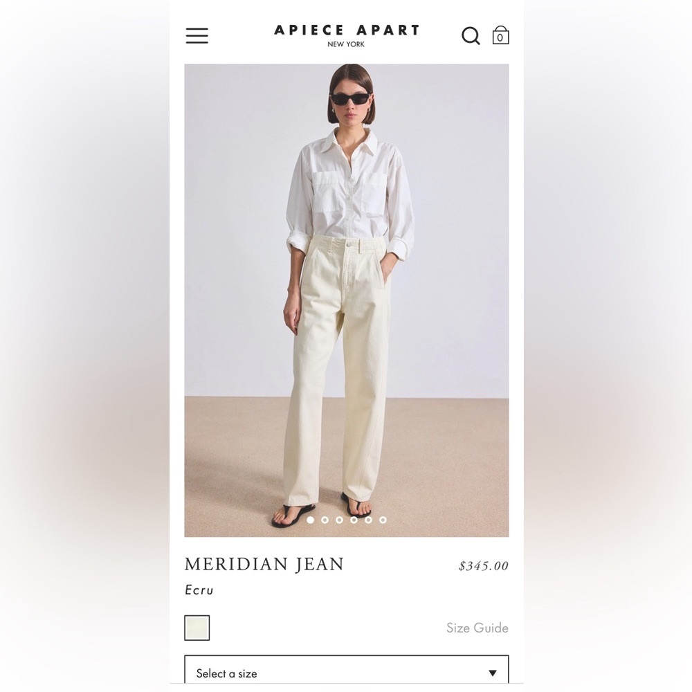 Apiece Apart Meridian Jeans in Ercu size 27